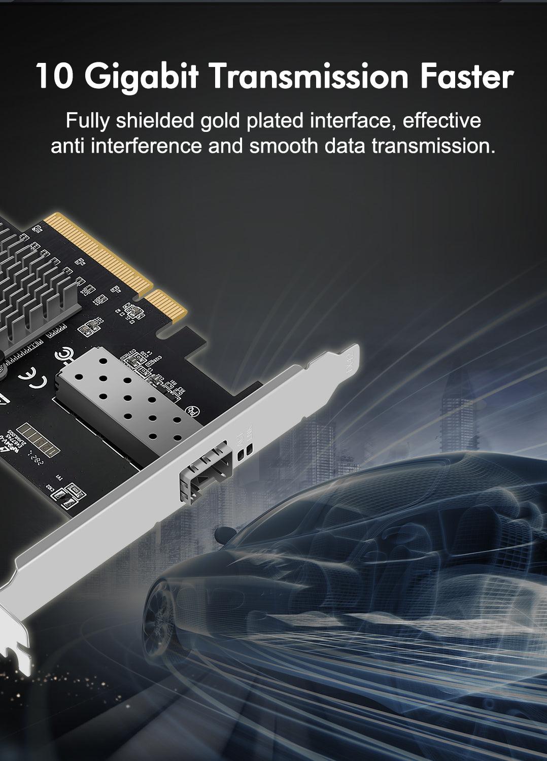 10Gb SFP PCI-e Network Card, Intel 82599(X520-DA1) Controller, NICGIGA 10Gbps Ethernet Adapter, 10Gbe SFP Port, 10G NIC Card, Support Windows/Windows Server/Linux/VMware