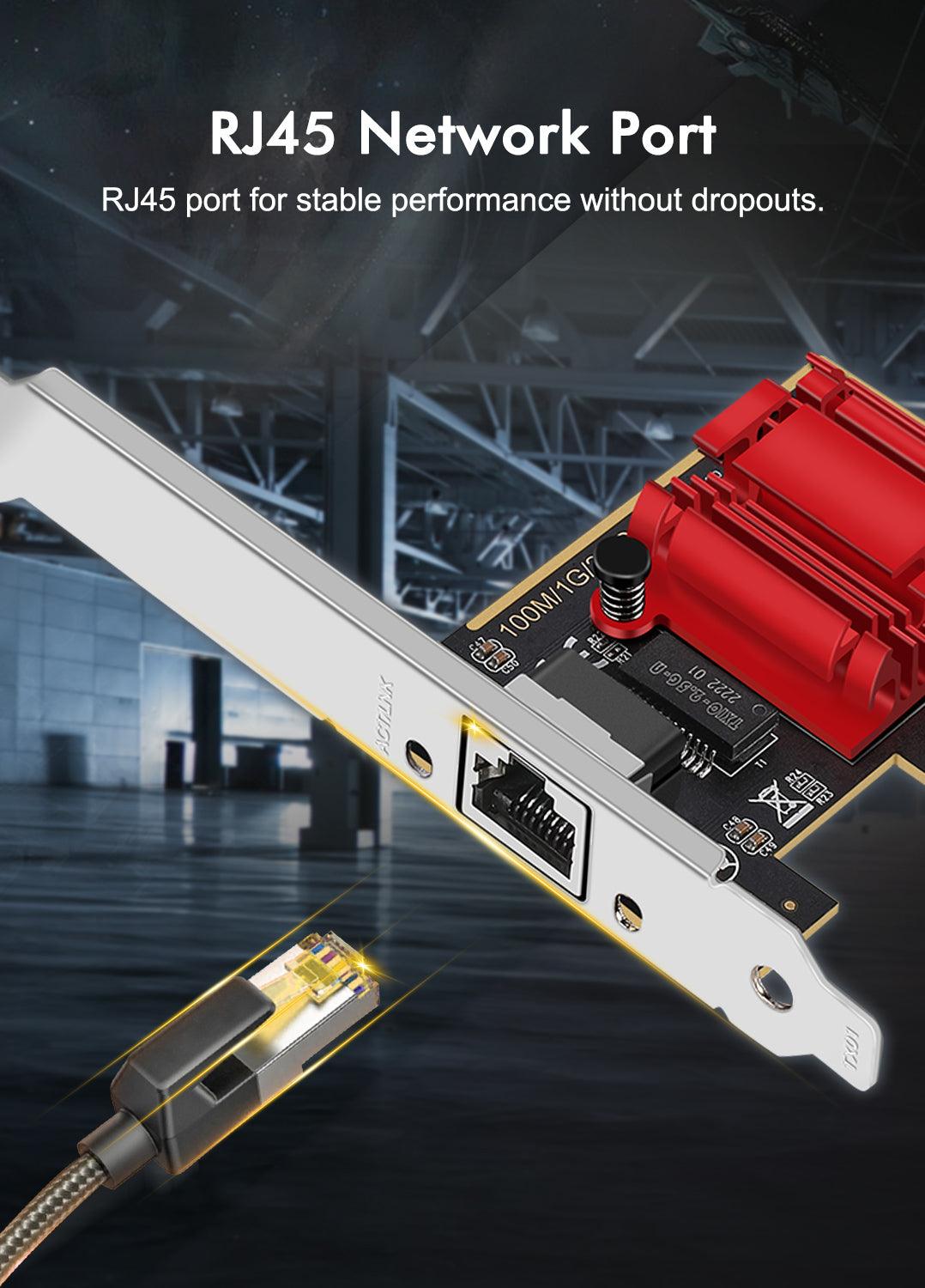 2.5Gb PCIe Network Card, NICGIGA 2.5 Gigabit Ethernet Interface Adapter, with Realtek RTL8125B, Wake on LAN, 2.5G NIC Compliant Windows/Linux/MAC OS