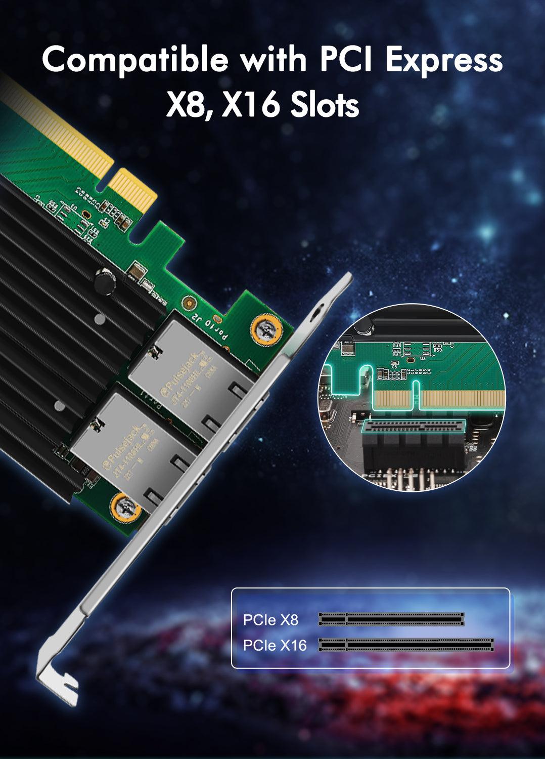 10Gb Dual LAN Base-T PCI-e Network Card, Intel X540 Controller, NICGIGA 10Gbps Ethernet Adapter, 2 * 10Gbe RJ45 Port , 10G NIC Card, Support Windows/Windows Server/Linux/Vmware/ESX