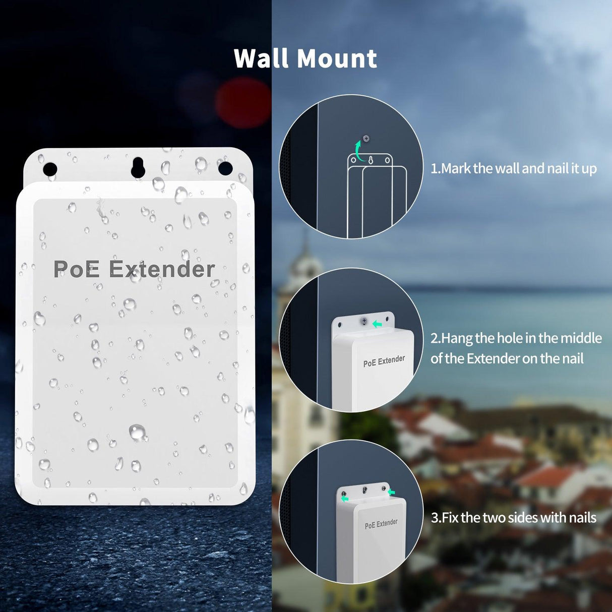 Outdoor Gigabit PoE Extender 1 in 3 Out, NICGIGA 4 Port PoE Repeater Waterproof, Vlan, Extend 100 Meters(328 ft), IEEE 802.3af/at Power Over Ethernet PoE Splitter. - NICGIGA