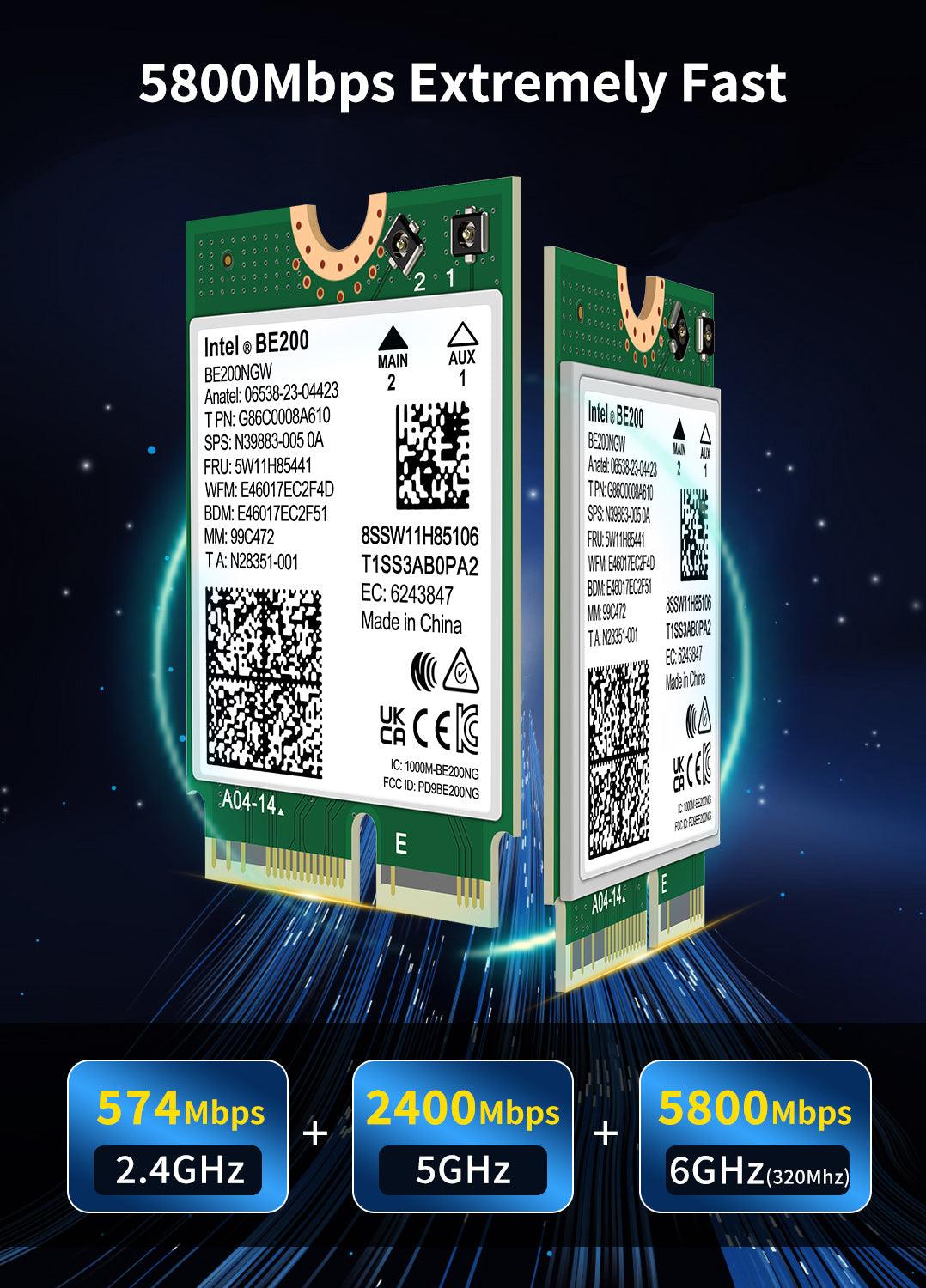 NICGIGA WiFi 7 Wireless Card Intel BE200 NGW, Bluetooth 5.4, 5800Mbps M.2/NGFF Network Support Windows 10/11 (64bit), Linux, Not Support AMD. Ideal for WiFi7/WiFi6E/WiFi6/WiFi5 Router and Wireless AP - NICGIGA