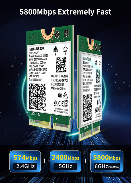 NICGIGA WiFi 7 Wireless Card Intel BE200 NGW, Bluetooth 5.4, 5800Mbps M.2/NGFF Network Support Windows 10/11 (64bit), Linux, Not Support AMD. Ideal for WiFi7/WiFi6E/WiFi6/WiFi5 Router and Wireless AP - NICGIGA