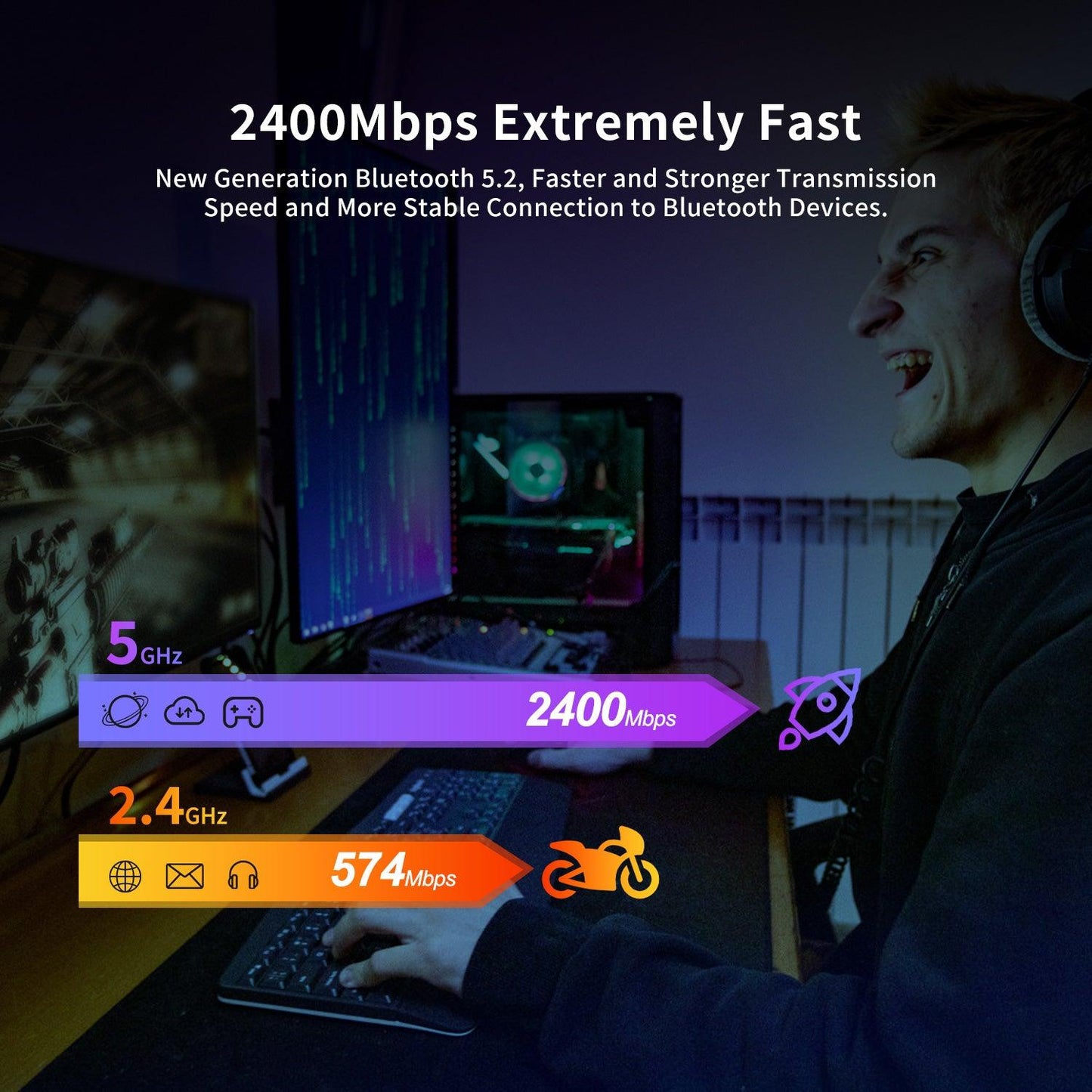 WiFi 6 Wireless Card Intel AX200 NGW, Bluetooth 5.2, 2400Mbps Network Adapter for Laptop Support Windows 10/11 (64bit) M.2/NGFF
