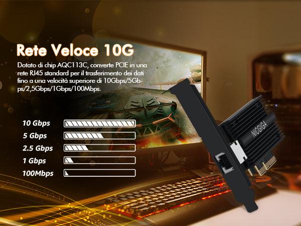 10G Base-T PCI-e Network Card, Marvell AQtion AQC113C Controller, NICGIGA 10Gb Ethernet Adapter, 10Gbe RJ45 Port NIC Card, Windows10/11/Windows Server