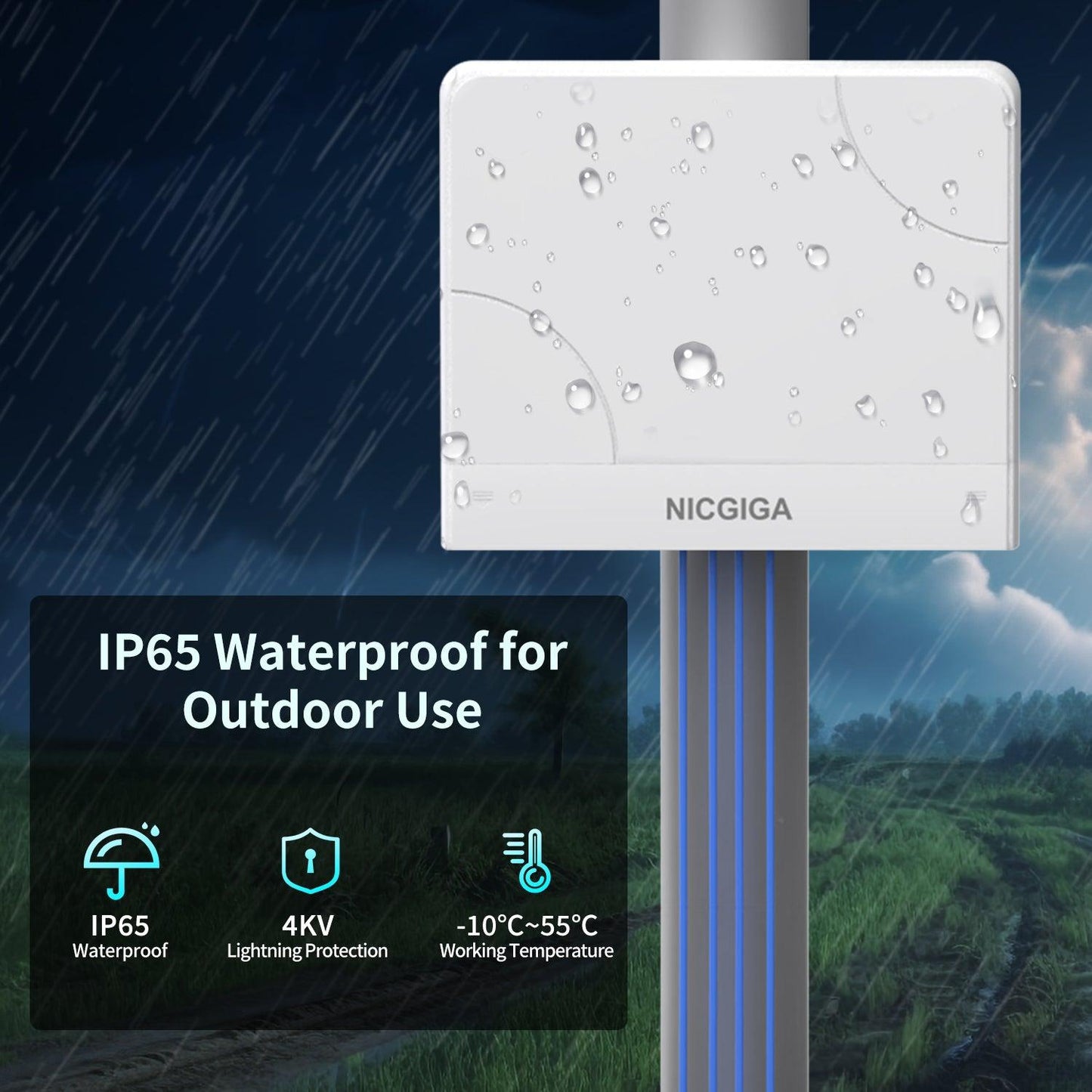 Outdoor Waterproof 8-Port PoE Switch with 8 Port PoE+@120W + Gigabit Uplink Port, NICGIGA 10 Port IEEE802.3af/at Power Over Ethernet Switch Unmanaged with VLAN and 250m Extender Function, Plug & Play