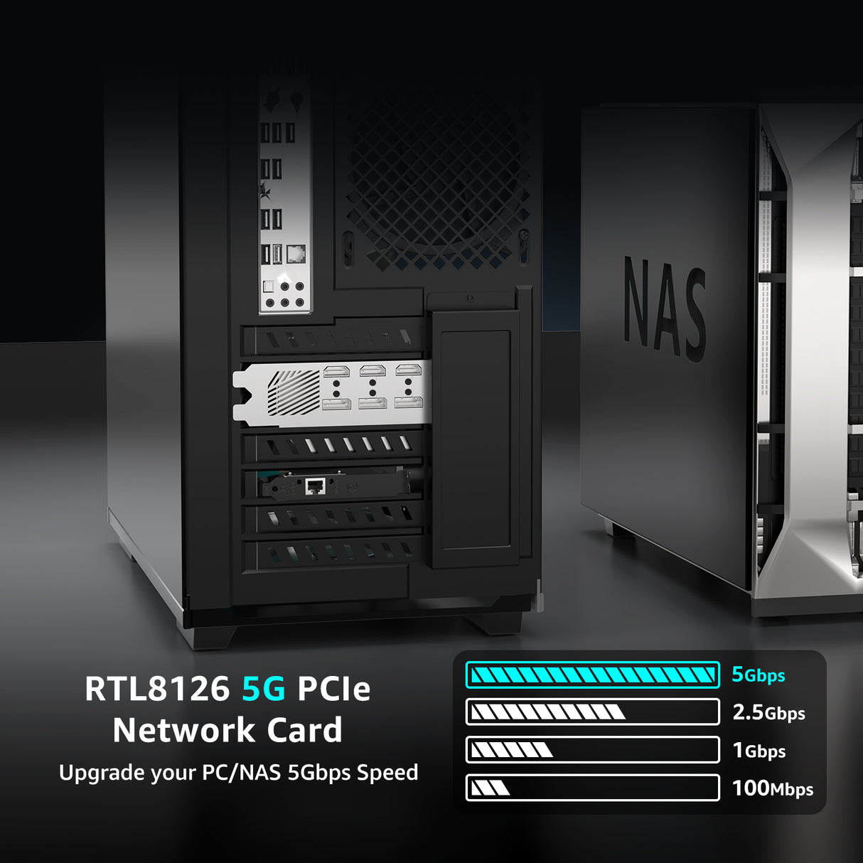 5Gb Base-T Network Card, Realtek RTL8126 Controller, NICGIGA 5G PCIe Ethernet Adapter Support WOL, 5Gbe RJ45 Port NIC Card, Windows10/11/Windows Server/Linux