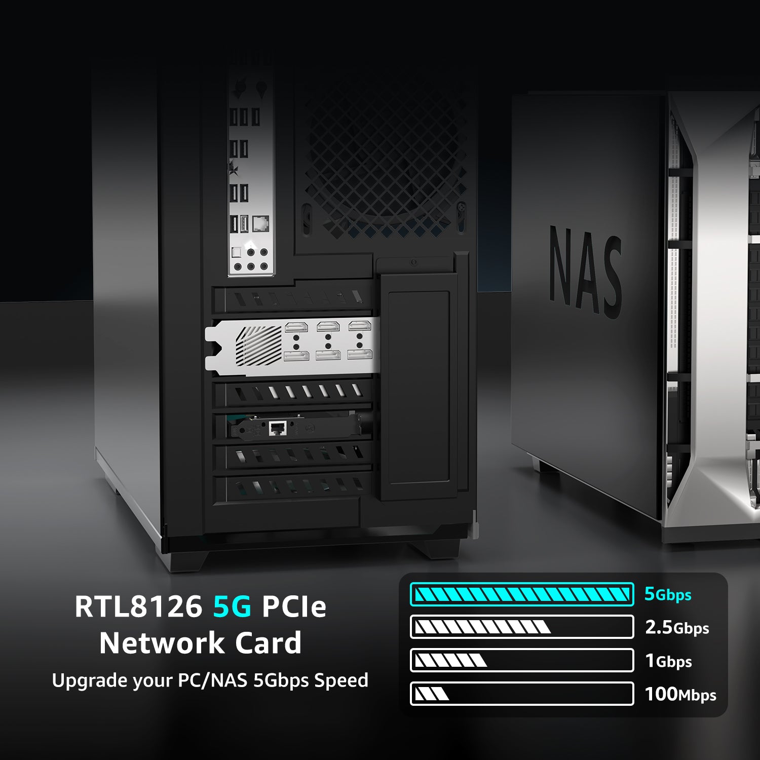 5Gb Base-T Network Card, Realtek RTL8126 Controller, NICGIGA 5G PCIe Ethernet Adapter Support WOL, 5Gbe RJ45 Port NIC Card, Windows10/11/Windows Server/Linux