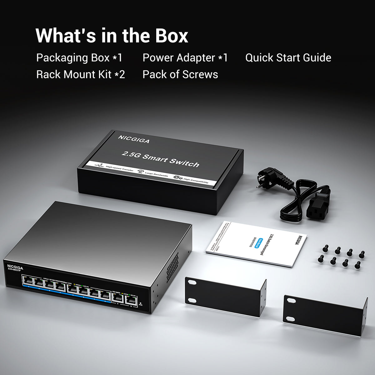 8 Port 2.5Gb PoE (130W) + 2 Port 10Gb RJ45 Network Switch Unmanaged, NICGIGA 10 Port 2.5G IEEE802.3af/at Power Over Ethernet Switch, Support WiFi6 AP, NAS, 4K PoE Camera NVR.