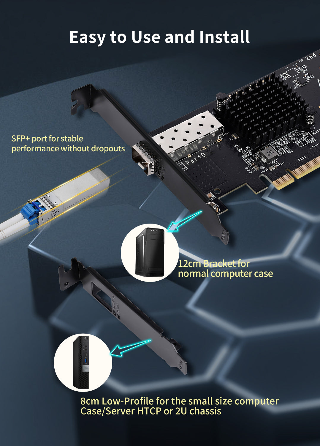 Carte réseau SFP+ PCI-e 10 Go, contrôleur Intel 82599 (X520-DA1), adaptateur Ethernet NICGIGA 10 Gbit/s, port SFP 10 Gbe, carte NIC 10 G, prise en charge Windows/Windows Server/Linux/VMware