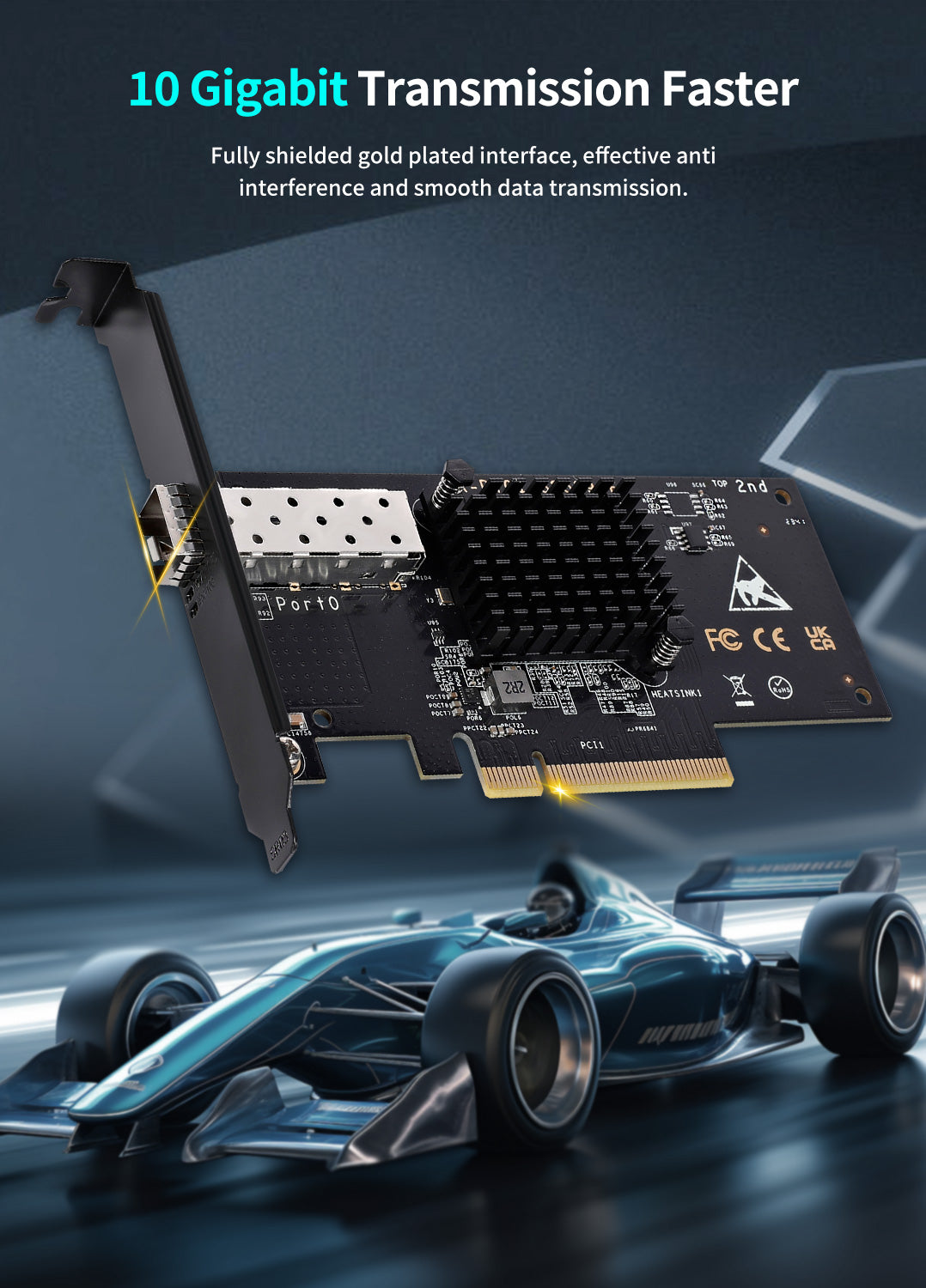 Carte réseau SFP+ PCI-e 10 Go, contrôleur Intel 82599 (X520-DA1), adaptateur Ethernet NICGIGA 10 Gbit/s, port SFP 10 Gbe, carte NIC 10 G, prise en charge Windows/Windows Server/Linux/VMware