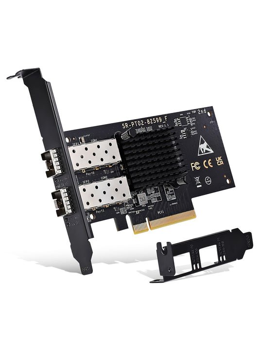 10Gb Dual LAN SFP PCI-e Network Card, Intel 82599(X520-DA2) Controller, NICGIGA 10Gbps Ethernet Adapter, 2 * 10Gbe SFP Port, 10G NIC Card, Support Windows/Windows Server/Linux/VMware