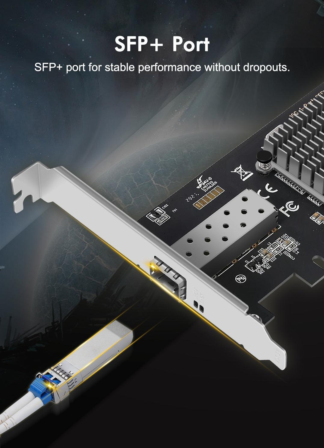 10-Gb-SFP+-PCI-e-Netzwerkkarte, Intel 82599(X520-DA1)-Controller, NICGIGA 10-Gbit/s-Ethernet-Adapter, 10-Gbe-SFP-Port, 10-G-NIC-Karte, unterstützt Windows/Windows Server/Linux/VMware 