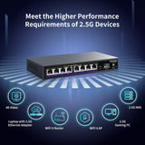 NICGIGA 8 Port 2.5G Ethernet Switch + 10G SFP Uplink, Unmanaged 2.5Gb Network Switch, One-Key VLAN, Plug & Play, Desktop/Wall-Mount, Fanless Metal Design. - NICGIGA