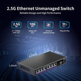 NICGIGA 8-Port-2,5-G-Ethernet-Switch + 10-G-SFP-Uplink, nicht verwalteter 2,5-Gbit-Netzwerk-Switch, One-Key-VLAN, Plug &amp; Play, Desktop-/Wandmontage, lüfterloses Metalldesign. 