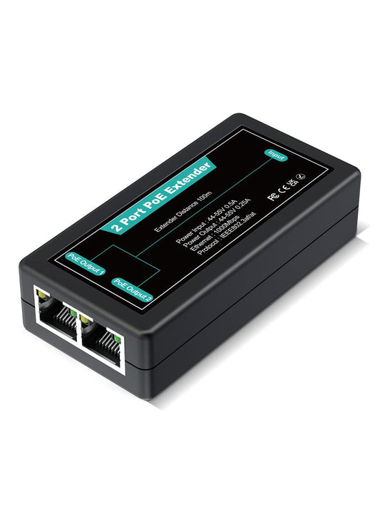 1 in 2 Out Gigabit PoE Extender, NICGIGA 2 Port PoE Repeater 100 Meters(328 ft),IEEE 802.3af/at Power Over Ethernet PoE Splitter to 2 PoE Devices Like IP Cameras, IP Phone, Wireless AP