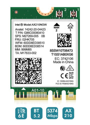 WiFi 6E Wireless Card Intel AX210 NGW Bluetooth 5.3 Tri-Band 5400Mbps Network Adapter for Laptop Support Windows 10/11 (64bit) M.2/NGFF - NICGIGA