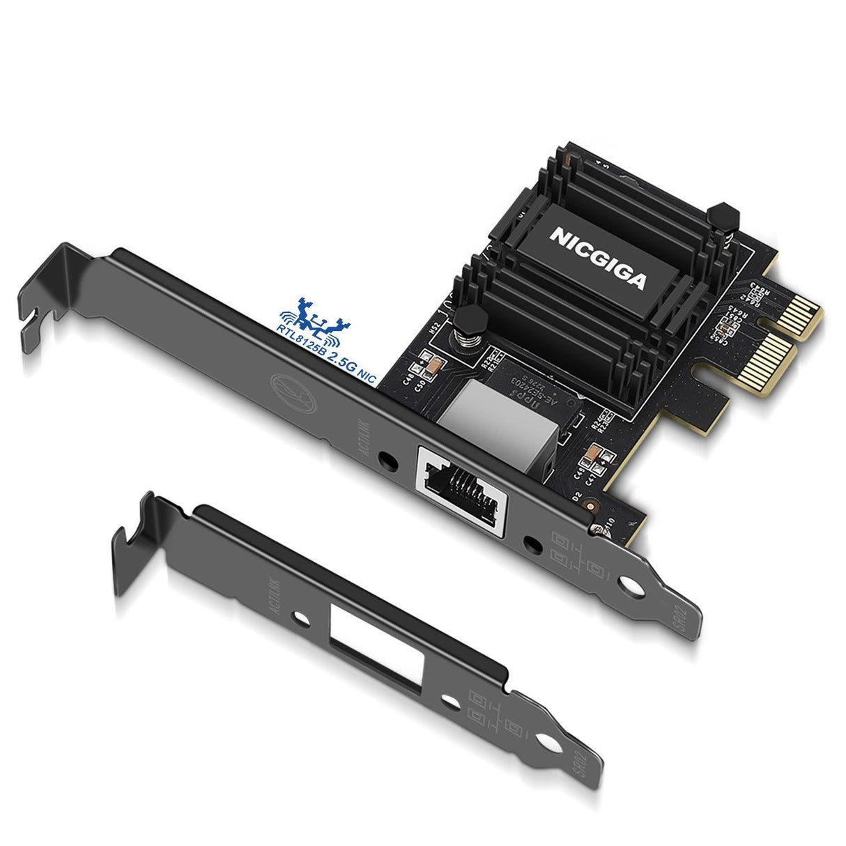NICGIGA 2.5G Base-T PCIe Network Adapter, Realtek RTL8125B 2.5Gbps/1Gbps/100Mbps PCI Express Gigabit Network Card Convert to Ethernet RJ45 LAN Port for Gaming/Office, Support Windows/Linux