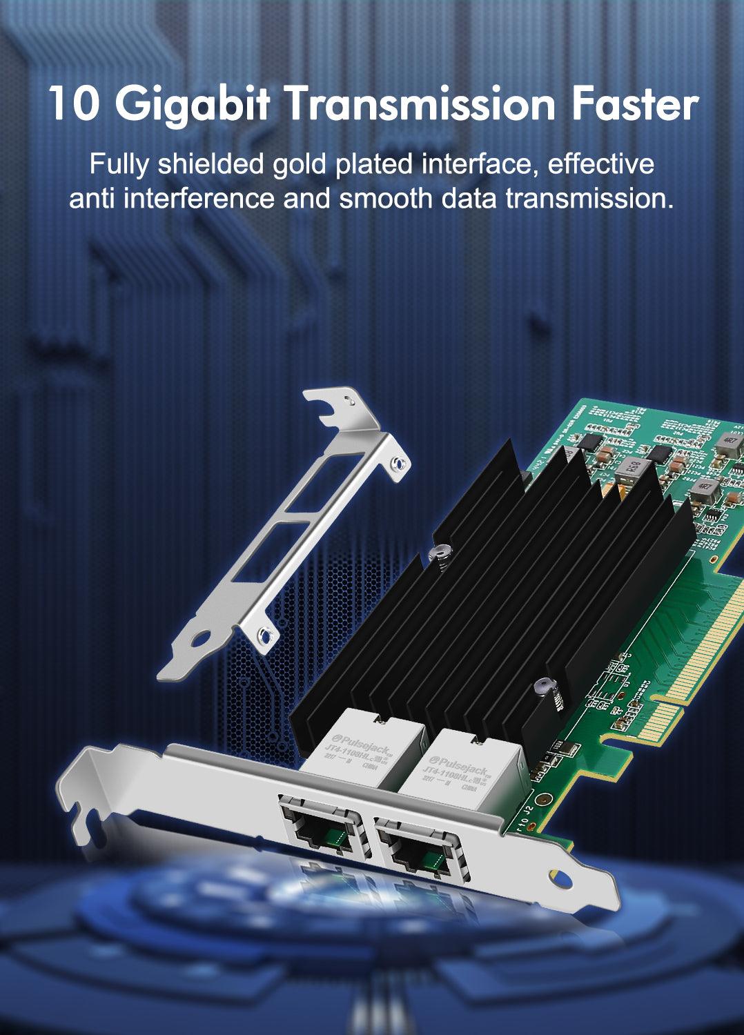 10Gb Dual LAN Base-T PCI-e Network Card, Intel X540 Controller, NICGIG ...