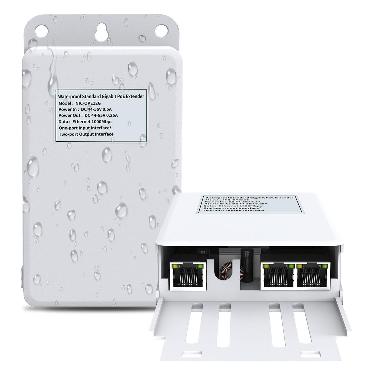 Gigabit Outdoor Waterproof PoE Extender, NICGIGA 2 Port PoE Repeater 100 Meters(328 ft), IEEE 802.3af/at Power Over Ethernet PoE Splitter, Supplies 15.4w PoE or 30w PoE+ - NICGIGA