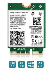 WiFi 6E Wireless Card Intel AX211 NGW. Only Support CNVio2 Protocol and Intel 12/13th Generation CPU, Bluetooth 5.3, Tri-Band 5400Mbps, Network Adapter for Laptop Support Windows 10/11 (64bit),Linux. - NICGIGA