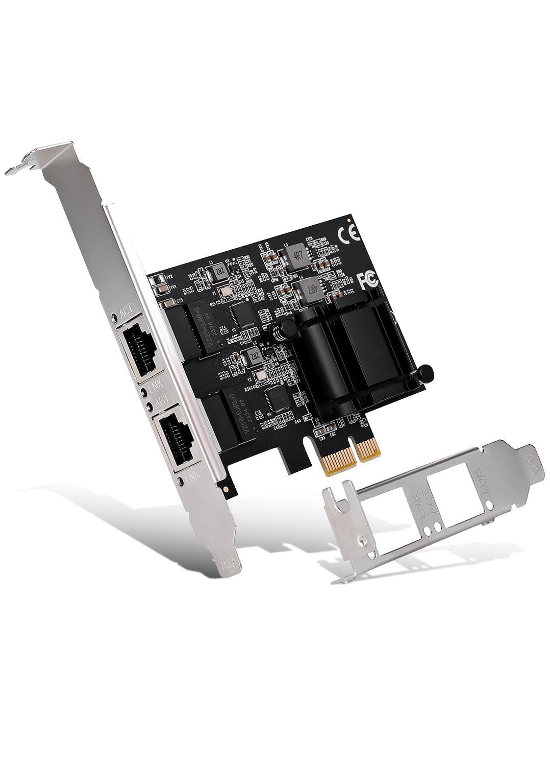2 Port 2.5Gb PCIe Network Card, Dual LAN Port 2.5 Gigabit Ethernet Interface Adapter, with Realtek RTL8125B, Support NAS/PC, 2.5G NIC Compliant Windows/Linux/MAC OS - NICGIGA