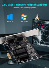 2 Port 2.5Gb PCIe Network Card, Dual LAN Port 2.5 Gigabit Ethernet Interface Adapter, with Realtek RTL8125B, Support NAS/PC, 2.5G NIC Compliant Windows/Linux/MAC OS - NICGIGA