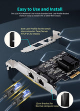 2 Port 2.5Gb PCIe Network Card, Dual LAN Port 2.5 Gigabit Ethernet Interface Adapter, with Realtek RTL8125B, Support NAS/PC, 2.5G NIC Compliant Windows/Linux/MAC OS - NICGIGA