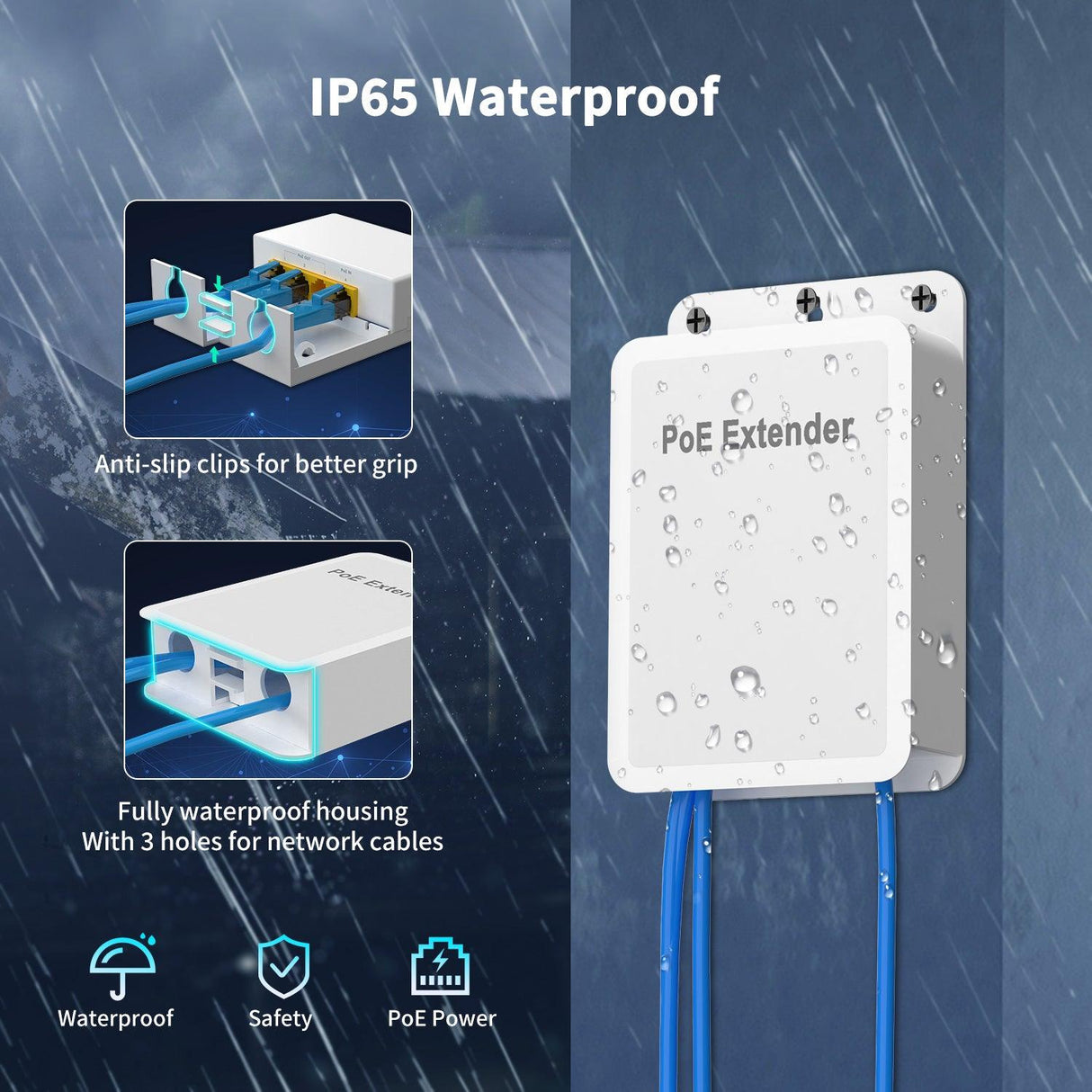 Outdoor Gigabit PoE Extender 1 in 3 Out, NICGIGA 4 Port PoE Repeater Waterproof, Vlan, Extend 100 Meters(328 ft), IEEE 802.3af/at Power Over Ethernet PoE Splitter. - NICGIGA