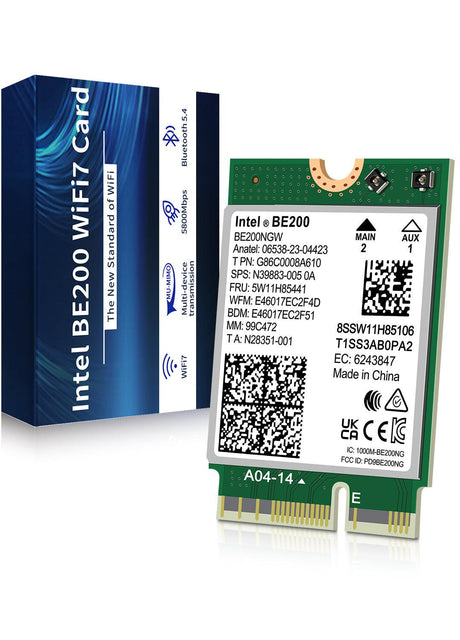NICGIGA WiFi 7 Wireless Card Intel BE200 NGW, Bluetooth 5.4, 5800Mbps M.2/NGFF Network Support Windows 10/11 (64bit), Linux, Not Support AMD. Ideal for WiFi7/WiFi6E/WiFi6/WiFi5 Router and Wireless AP - NICGIGA