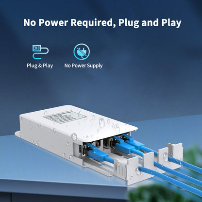 Gigabit Outdoor Waterproof PoE Extender, NICGIGA 2 Port PoE Repeater 100 Meters(328 ft), IEEE 802.3af/at Power Over Ethernet PoE Splitter, Supplies 15.4w PoE or 30w PoE+