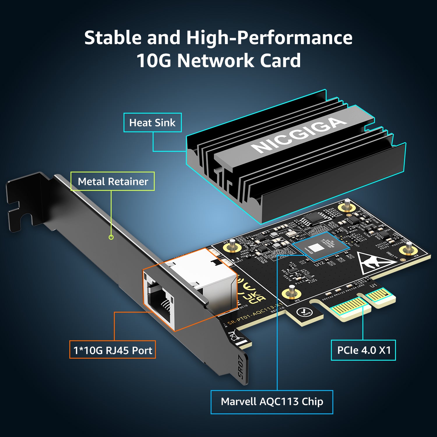 Karte Pcie 10 Gigabit Ethernet 1 Anschluss RJ45 10G Chipsatz