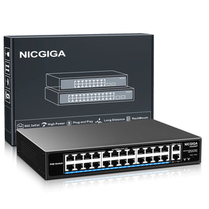 24 Port 100Mbps PoE ➕ 2 x Gigabit Uplink