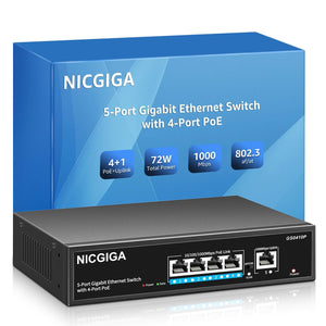 4 Port 1000 Mbit/s PoE ➕ 1 x Gigabit-Uplink