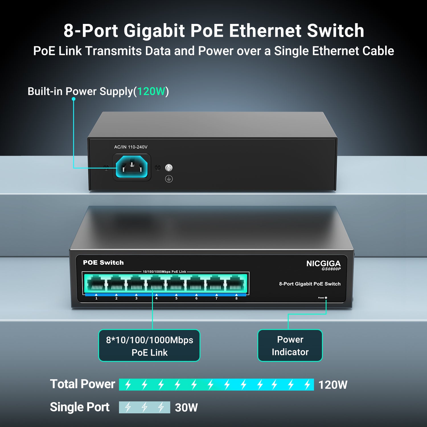NSIE8108 8-Port Gigabit PoE Switch 【公式通販】