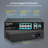 8 Port Gigabit PoE Switch Unmanaged with 8 Port IEEE802.3af/at PoE+@120W, 2 x 1000Mbps Uplink + 2 x 1G SFP, 12 Port Network Power Over Ethernet Switch, Desktop/Wall-Mount.