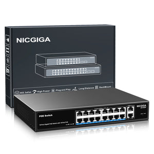 16 Port 1000Mbps PoE ➕ 2 x Gigabit Uplink