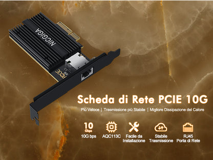 10G Base-T PCI-e Network Card, Marvell AQtion AQC113C Controller, NICGIGA 10Gb Ethernet Adapter, 10Gbe RJ45 Port NIC Card, Windows10/11/Windows Server