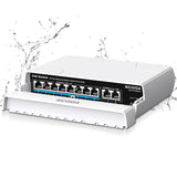 Outdoor Waterproof 8-Port PoE Switch with 8 Port PoE+@120W + Gigabit Uplink Port, 10 Port IEEE802.3af/at Power Over Ethernet Switch Unmanaged with VLAN and 250m Extender Function, Plug & Play