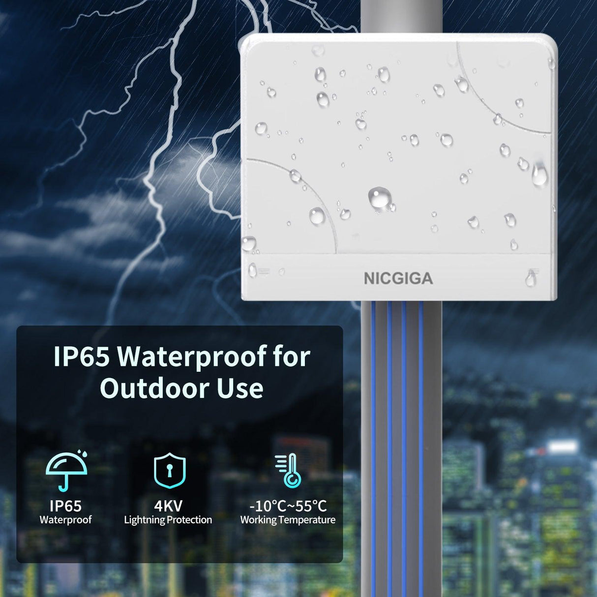 Outdoor Waterproof 4-Port Gigabit PoE Switch with 4 Port PoE+@78W + 1000Mbps Uplink Port, 5 Port IEEE802.3af/at Power Over Ethernet Switch Unmanaged with VLAN Function, Plug & Play - NICGIGA