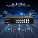 NICGIGA 8 Port Gigabit PoE Switch, 8 Ports PoE+@120W, 2 Uplink Port, 802.3af/at, VLAN Mode, Fanless. Unmanaged Power Over Ethernet Network Switch