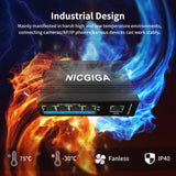 NICGIGA 5 Port Industrial Gigabit PoE Switch, with 4 x IEEE802.3af/at 30W PoE Ports @125W. IP40 Metal Enclosure, DIN-Rail, Compact PoE Power for Solar Power/RV Truck/VoIP Systems. - NICGIGA