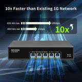 5 Port 10G Ethernet Switch Unmanaged,with 5X 10Gb Base-T RJ45 Ports, NICGIGA 10Gbps Network Switch Easy for 10G NAS,PC,WiFi7 Router,10G Adapter/NIC. Desktop or 19-inch Rack Mount, Plug and Play. - NICGIGA