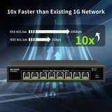 NICGIGA 8 Port 10G Ethernet Switch Unmanaged,with 8X 10Gb Base-T Ports, 10Gbps Network Switch Easy for 10G NAS,PC,WiFi7 Router,10G Adapter/NIC. Desktop or 19-inch Rack Mount, Plug and Play. - NICGIGA