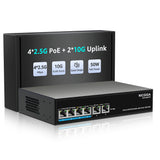 6 Port 2.5Gb PoE Switch Unmanaged with 4 Port 2.5G Base-T PoE+@50W + 2 x 10G RJ45 Uplink, NICGIGA 6 Port 2.5Gbe IEEE802.3af/at Power Over Ethernet Switch, Support WiFi6 AP, NAS, 4K PoE Camera NVR.