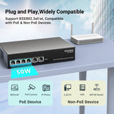 6 Port 2.5Gb PoE Switch Unmanaged with 4 Port 2.5G Base-T PoE+@50W + 2 x 10G RJ45 Uplink, NICGIGA 6 Port 2.5Gbe IEEE802.3af/at Power Over Ethernet Switch, Support WiFi6 AP, NAS, 4K PoE Camera NVR.