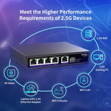 NICGIGA 5 Port 2.5G Ethernet Switch with 10G SFP Uplink, Unmanaged 2.5Gb Network Switch, Plug & Play, Desktop/Wall-Mount, Fanless Metal Design.