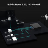 8 Port 2.5Gb PoE (130W) + 2 Port 10Gb RJ45 Network Switch Unmanaged, NICGIGA 10 Port 2.5G IEEE802.3af/at Power Over Ethernet Switch, Support WiFi6 AP, NAS, 4K PoE Camera NVR.
