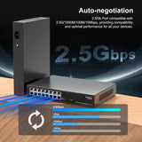 16 Port 2.5Gb Ethernet Switch Unmanaged, NICGIGA 16 Port 2.5G Network Switch, Plug & Play, Desktop or 19-inch Rack Mount, Fanless Metal Design.