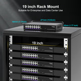 16 Port 2.5Gb Ethernet Switch Unmanaged, NICGIGA 16 Port 2.5G Network Switch, Plug & Play, Desktop or 19-inch Rack Mount, Fanless Metal Design.