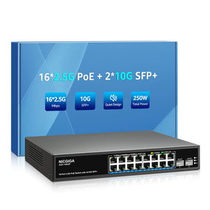 16 Port 2.5G PoE ➕ 2 x 10G SFP+ Uplink
